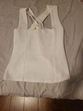 Anthropologie - White Crisscross Back Women's Tank Top